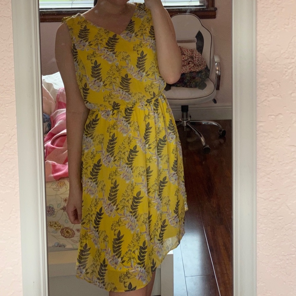 yellow long floral dress